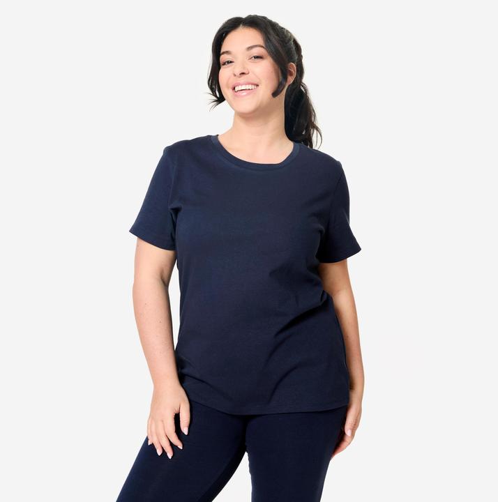 Image du produit Domyos Tee-shirt en coton col rond femme, bleu foncé (XL)