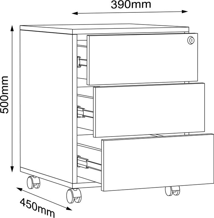 Nährwerte und Zutaten VCM Büro Rollcontainer Salia 3 Schublade (50 x 42 x 45 cm)