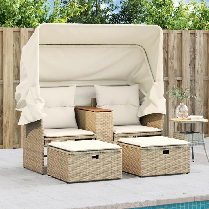 Actual product image VidaXL 2-seater garden sofa with roof and stools