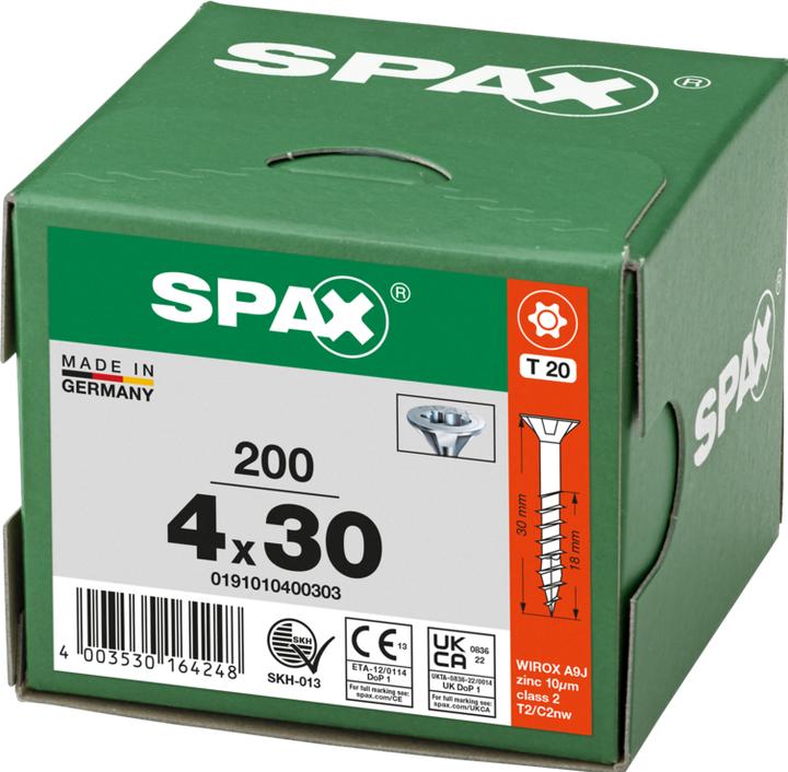 Image du produit Spax Vis universelles 4 x 30 mm, 200 pièces (200 Vis par pièce)