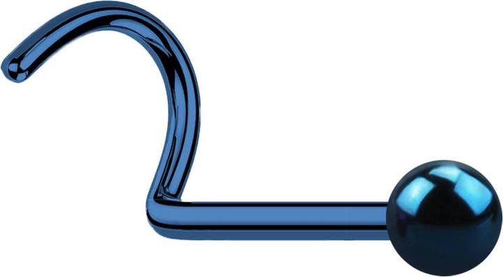 Image du produit Star Piercing Clous de nez courbes bleu foncé avec boule (Acier chirurgical 316L, sans laiton)
