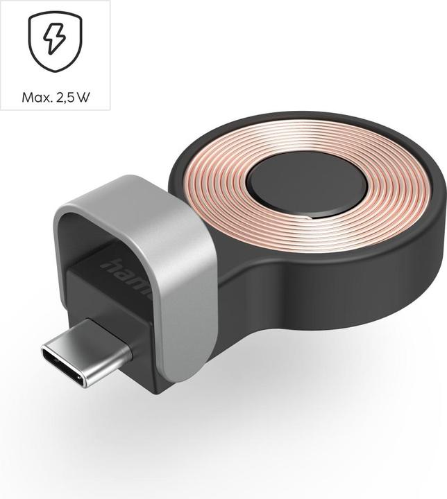 Actual product image Hama Apple Watch charger f. wireless charging, USB-C charging station magnetic, SW (5 W)