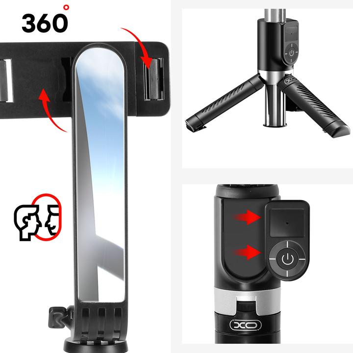 Produktbild xO Selfie-Stick Bluetooth-Stativ SS10 schwarz 80cm