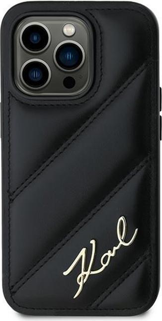 Productafbeelding Karl Lagerfeld KLHCP13LPQDSMGK iPhone 13 Pro / 13 6.1" czarny/zwarte hardcase Diagonaal Quilted Script (Apple iPhone 13 Pro)