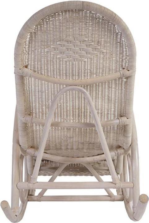 Produktbild Mendler Schaukelstuhl, Schwingsessel Rattansessel, weiss - Auflage grün