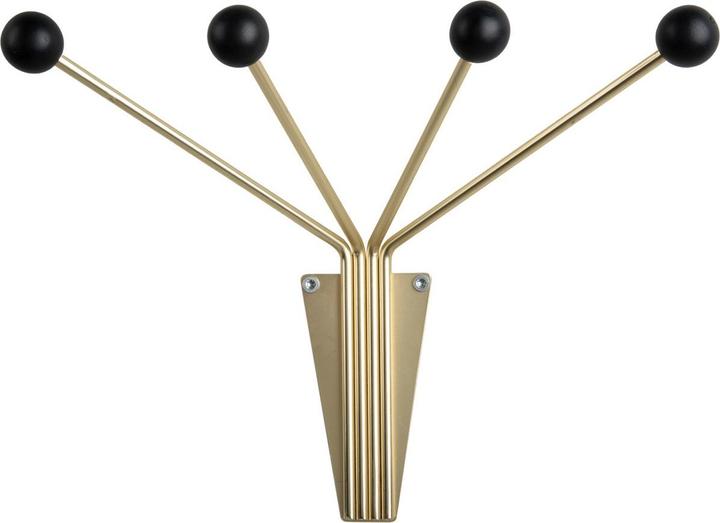Actual product image present time Wall hook Neptune Small 4 hooks, gold/black, Conscious