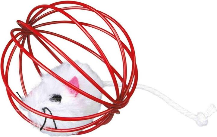 Image du produit Trixie Souris en peluche dans une boule en treillis D=6cm (Jouet en peluche chat)