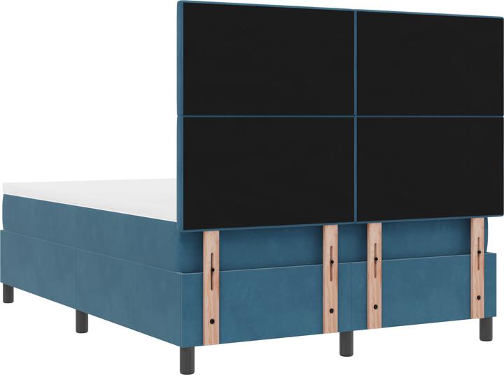Produktbild VidaXL Boxspringbett mit Matratze Dunkelblau 160x200 cm Velours (160 x 200 cm, Federkern)