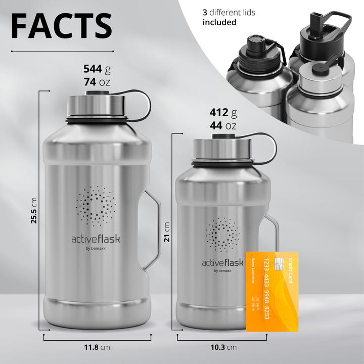Produktbild BeMaxx Active Flask Trinkflasche, Single-Wall, 2200ml (2.20 l)