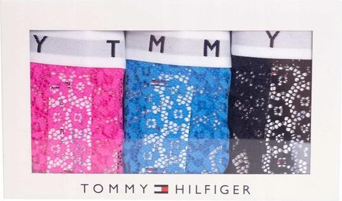Immagine prodotto Tommy Hilfiger Mutandine perizoma in pizzo completo da donna 3P, Rosa Amour/Blu scuro/Nero, S (S, M)