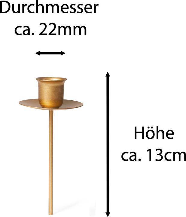 Produktbild Novaliv 12x Kerzenhalter Metall Stabkerzen GOLD Kerzeneinsatz Tafelkerzen Kerzentüller Metall