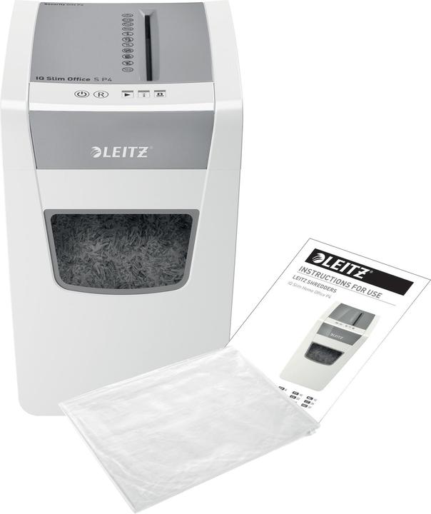 Produktbild Leitz Aktenvernichter IQ Slim Office P4/12 Blatt/DC-Motor/wei? (Partikelschnitt)