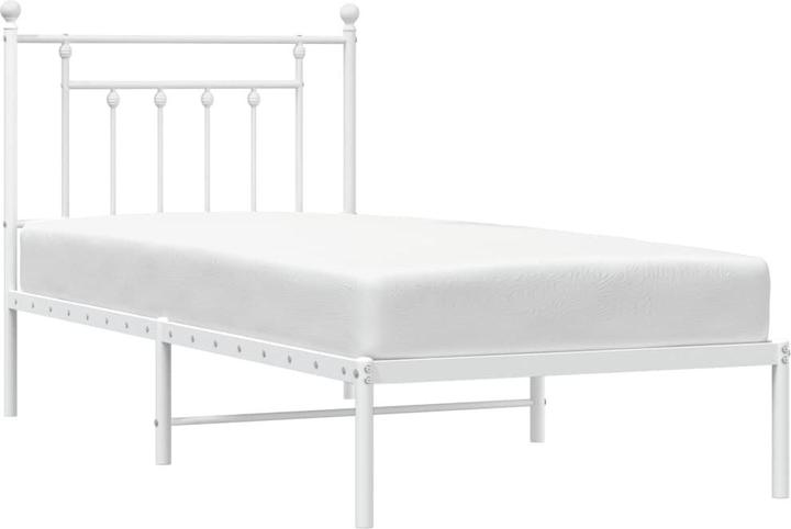 Produktbild VidaXL Bettgestell mit Kopfteil Metall Weiss 90x200 cm, Farbe (90 x 200 cm)