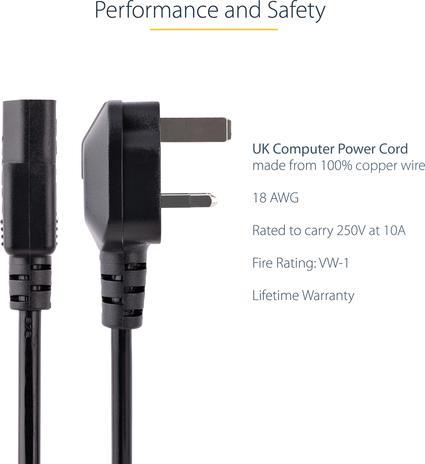 Actual product image StarTech Cold device plug power cable 3m - C13 to BS 1363 mains connection cable (3 m, C13)
