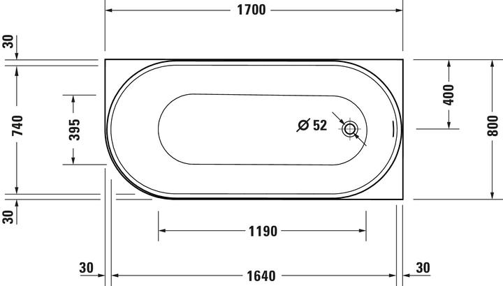 Actual product image Duravit DuraSenja bathtub (271 l, 170 cm, 80 cm)