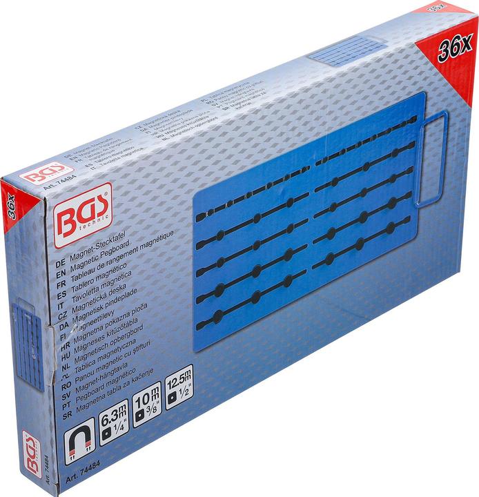 Productafbeelding BGS Magnetisch Pegboard | met Extern Vierkant | voor 36 Doppen | 6,3 mm (1/4"), 10 mm (3/8"), 12,5...