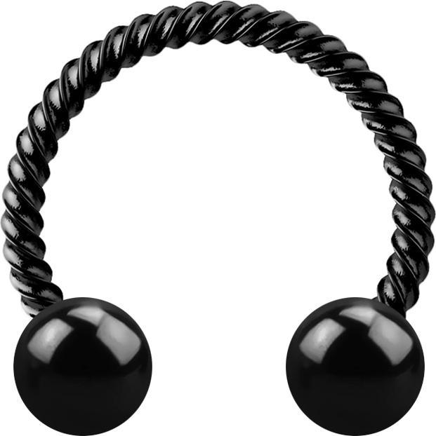 Star Piercing Circular Barbell schwarz geflochten mit zwei Kugeln (ohne Messing, Chirurgenstahl 316L)