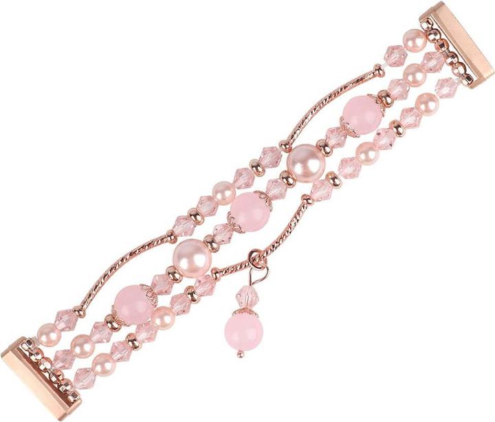 Productafbeelding Cover-Discount Fitbit Versa 4 / Sense 2 - Parel Strass-armband Roze (Roestvrij staal)