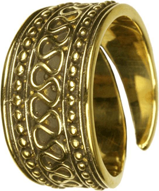 Star Piercing Ring vergoldet Wellen mit Kugeln (Messing)