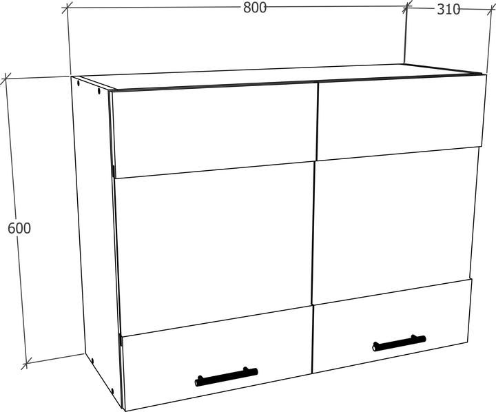 Produktbild VCM Küchenschrank Breite 80 cm Matt Glastür Hängeschrank Küche Küchenmöbel Esilo (80 x 60 x 31 cm)