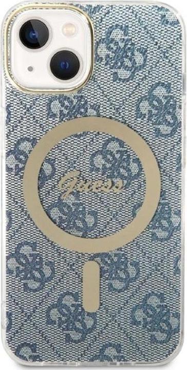 Image du produit Guess Zestaw GUBPP14SH4EACSB Etui+ chargeur iPhone 14 6,1" niebieski/blue hard case 4G Print MagSafe (Apple iPhone 14, Apple iPhone 13)