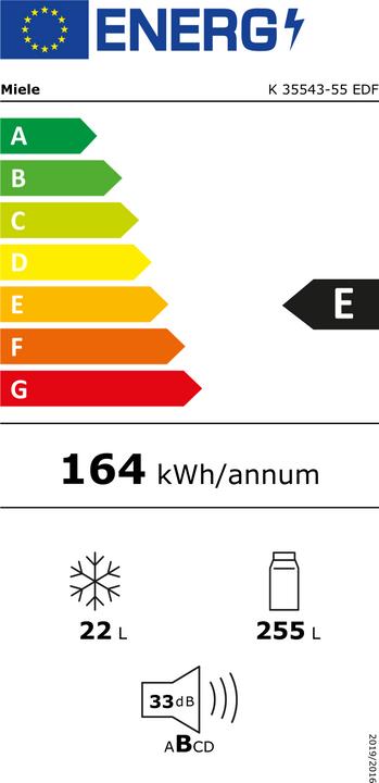 Label énergétique Miele K 35543-55 EDF Re (277 l)