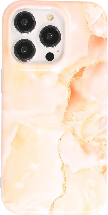 Image du produit PhoneLook Coque Silicone rigide mat avec effet marbre imprimé saumon (Apple iPhone 14 Pro)