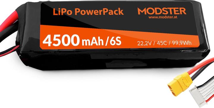 Produktbild Modster LiPo Akku 6S 22,2V 4500 mAh 45C (XT90) PowerPack (22.20 V, 4500 mAh)