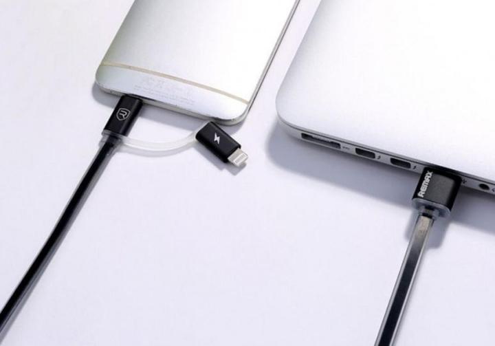 Produktbild Remax Aurora Dualport Lightning & MicroUSB Flachband Kabel (USB 3.2 Gen 1)