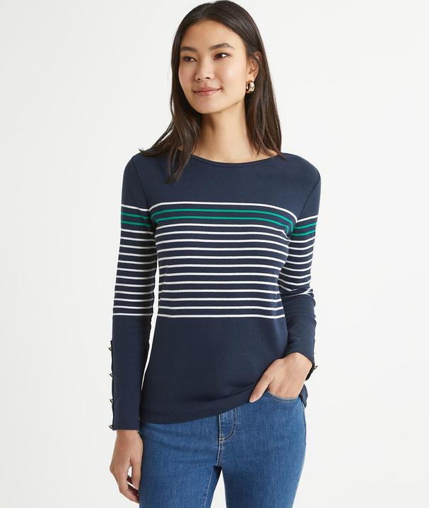 Anne Weyburn Gestreiftes Rundhals-Shirt mit langen Ärmeln