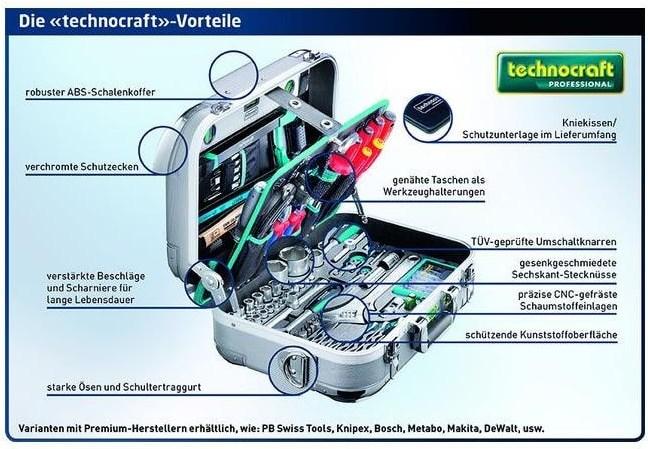 Produktbild technocraft ABS-Werkzeugkoffer PRO CHROME 185-tlg (185 Teile)
