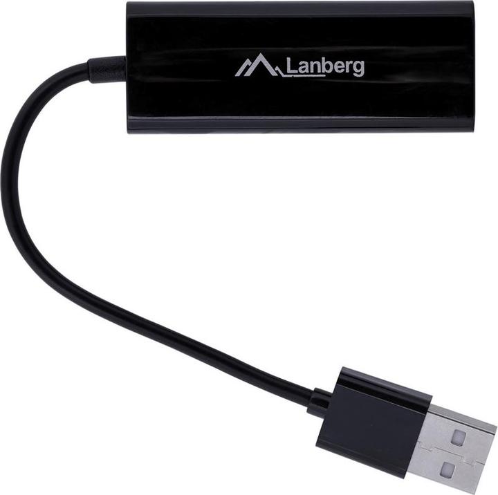 Actual product image Lanberg NC-0100-01 Cable Interface / Gender Adapter USB-A RJ-45 Black (USB, RJ45 (2x))
