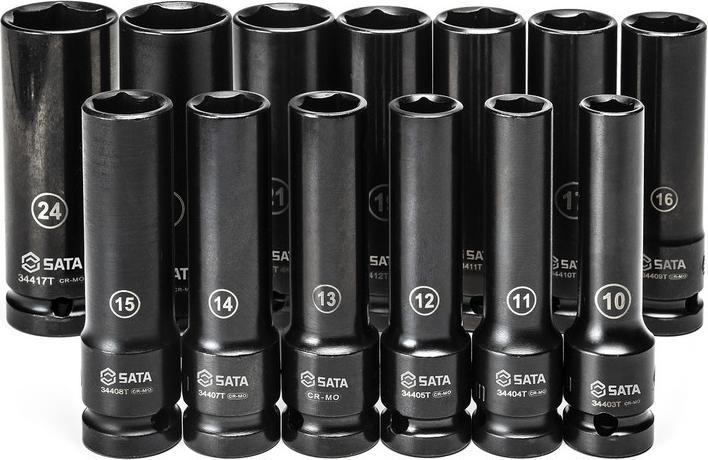Produktbild SATA Kraft-Steckschlüsseleinsätze, 1/2", dünnwandig, lang, 13-teilig, 10-24 mm (24 mm)