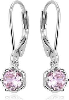 Beneto Flattering silver earrings with pink zirconia AGUC3340-P
