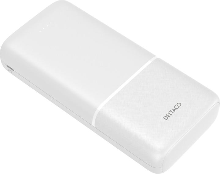 Actual product image Deltaco Powerbank 20,000 mAh, 2x USB-A, 1x USB-C - White (20000 mAh, 10.50 W)