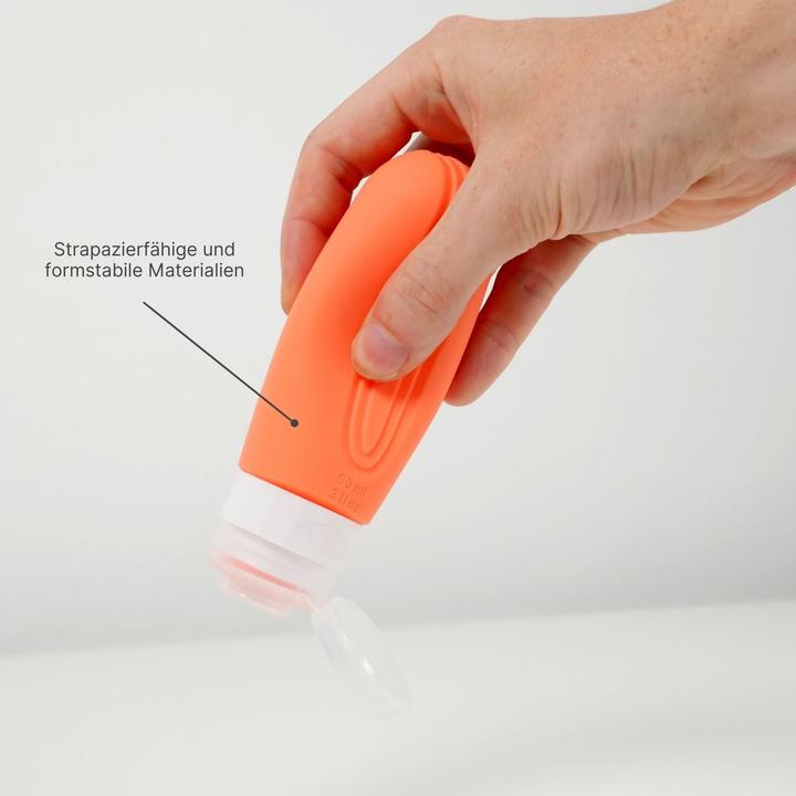 Actual product image Hermex Travel bottle set of 4 squeeze bottle shampoo container (Hygiene product, Manicure set, Liquid bags)