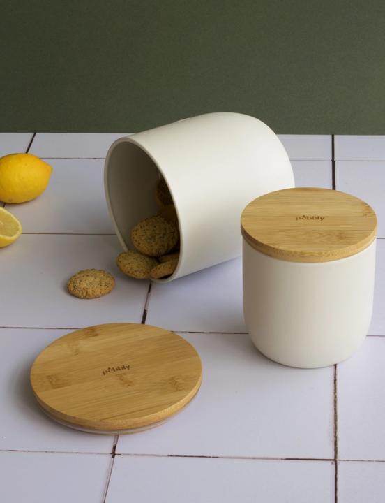 Image du produit Pebbly Boîte à biscuits en métal blanche 2300ml/15x15x15.5 cm (2.30 l)
