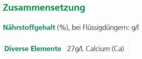 Valori nutrizionali e ingredienti Hauert calcio plus (0.59 kg, 0.50 l)