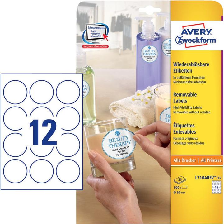 Produktbild Avery Runde Etiketten, ablösbar