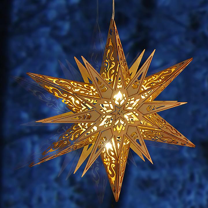 Produktbild Mojawo Weihnachtsstern Holz mit 6 warm-weissen LED