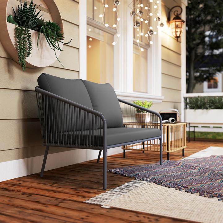 Produktbild Outsunny Rattansofa Stahl, PE-Rattan Grau