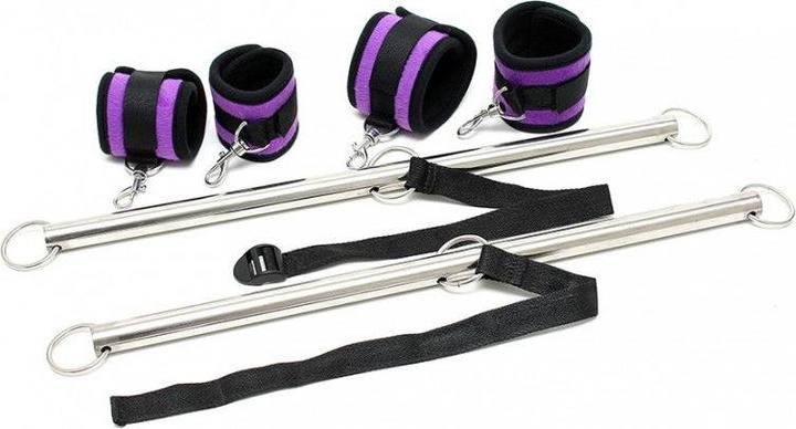 Actual product image Rimba Bondage Double Spreader Bar with Cuffs Violet-Black