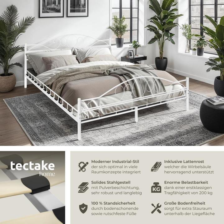 Produktbild tectake Metallbett (200 x 180 cm)
