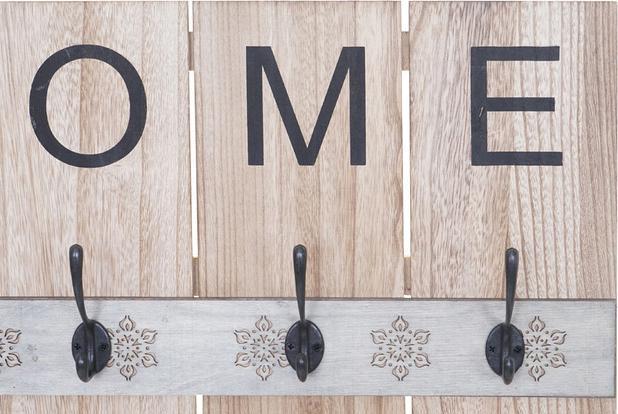 Image du produit Mendler Portemanteau mural Home, Shabby Look Vintage, 8 crochets 91x60cm - marron naturel