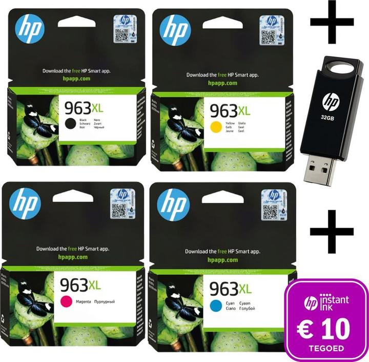 Produktbild HP 963 XL Multi Bundel - Met Gratis 32 GB USB Stick & Instant Ink tegoed (CMYK)