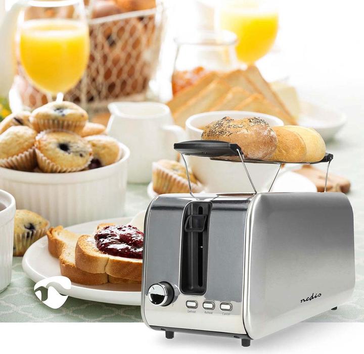 Produktbild Nedis Toaster | 2 Steckplätze | Bräunungsstufen: 7 | Auftaufunktion | Aluminium / Silber (EU-Stecker)