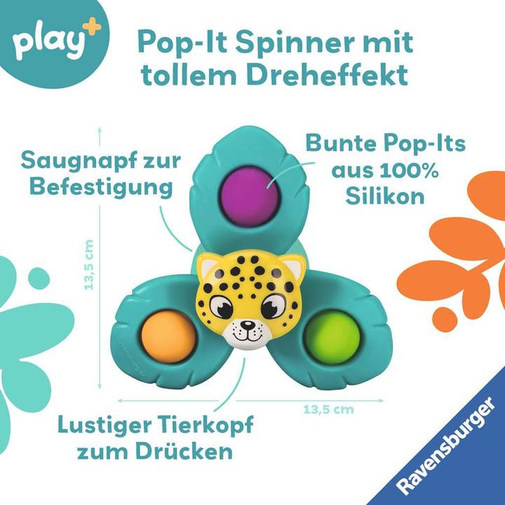 Productafbeelding Ravensburger 4868 play+ Pop-it spinner: luipaard, zuignap speeltje, siliconen speeltje