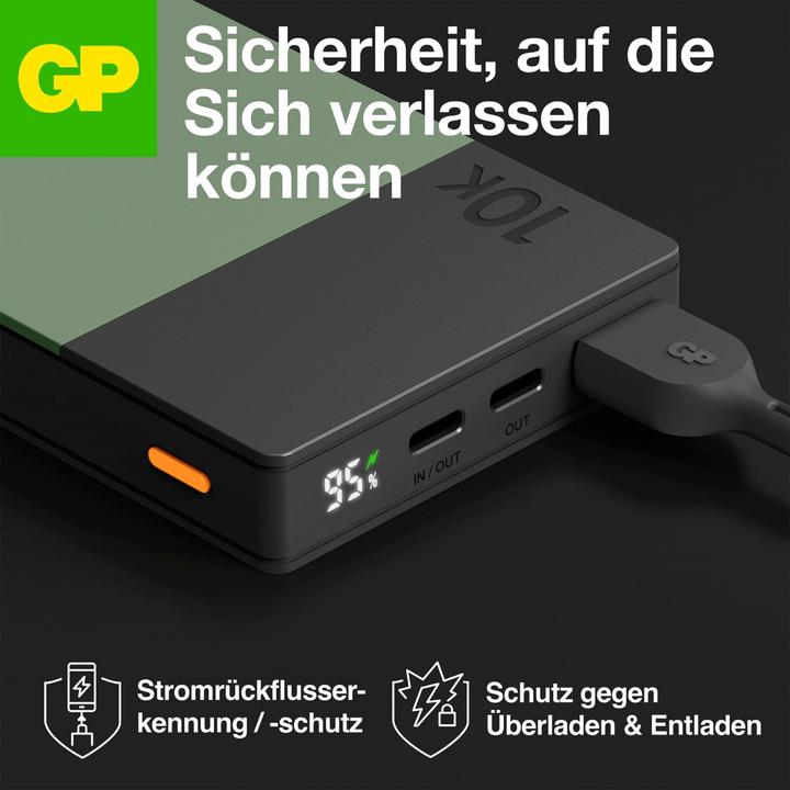 Image du produit GP Batteries GP PowerBank M2+ 10C 10000mAh 2xUSB-C/1xUSB-A vert Indicateur LED (10000 mAh, 22.50 W, 37 Wh)