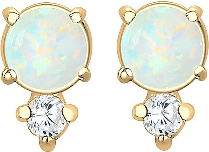 Produktbild Elli Kreis, Opal, Solitär-Ohrring, Vintage (925 Sterling Silber vergoldet, Zirkonia, Synthetischer Opal)