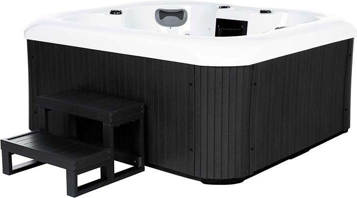 Home Deluxe RUBY outdoor whirlpool, 19 massage jets, lighting, steps and thermal cover, 4 persons (4 pers.)